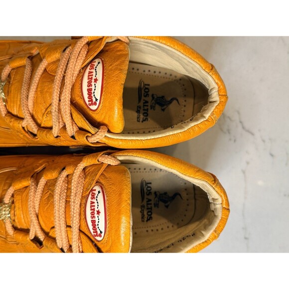 Los Altos Genuine Gator W/Ostrich Casual Shoe/Boot in Buttercup Lace Up SZ 7.5 main image 7